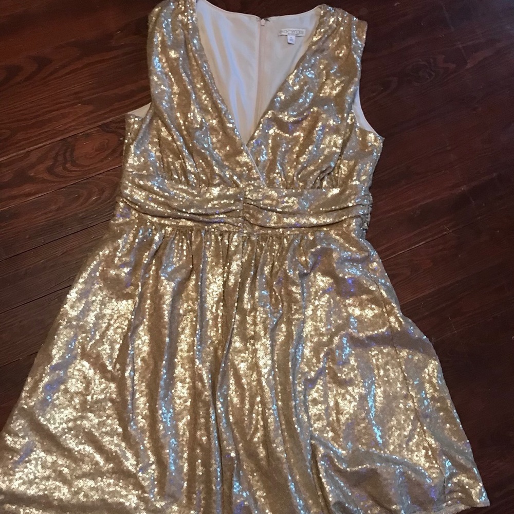 Eva Mendes Gold Sequence Dress